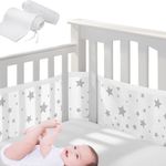 Breathable Mesh Cot Bumper 2Pcs Adjustable Breathable Cot Bumpers for Cot Bumper