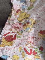Vintage 1980 Strawberry Shortcake Themed Twin Size Flat Bedding Sheet Sears Co.