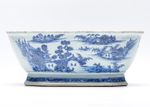 Chinese Porcelain Tureen Blue White Literati Landscape Qing Qianlong Dynasty 18C