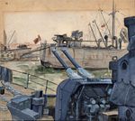 HMS Quantock At Bari Italy - 23rd August 1944 WW2 - Watercolour Painting