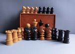 Antique Boxwood Ebony St. George Chess Set Bared Teeth Complete King 77mm