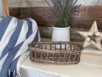LAURA ASHLEY French Grey Oval Decorative Wicker Basket Bathroom Bread Rustic