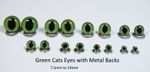 GREEN CATS Crystal Eyes with METAL BACKS -Traditional Teddy Bear Toy Doll Safety