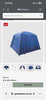 Berghaus Air Shelter Inflatable Shade Shelter Blue 320x320cm 3 Windows