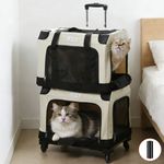 Double Layer Feline Carrier Portable Stackable Pet Trolley Breathable Mesh 20KG