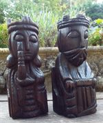 LARGE CARVED WOODEN KING & QUEEN STAIR NEWEL POST CAP FINIAL COUNTRY HOUSE #2