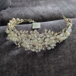 Silver Tone Faux Pearl & Clear Rhinestone Bridal Tiara Headband