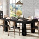 63 Inch Black Dining Table for 4 Person, Modern Rectangular Kitchen Dinner Table