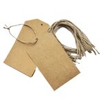 120 Eco Kraft Gift Tags with Jute Strings 8x14cm – 200 GSM Hang Paper Labels