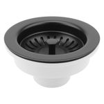 Kitchen Sink Waste Black Replacement 90mm With Strainer Basket