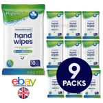 9 Packs Hygienics Biodegradable Hand Wipes Antibacterial Vitamin E & Aloe Vera