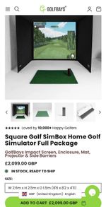 SimBox Golf Simulator Full Package - 2.6m X 2.5m Brand New