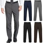 MENS TROUSERS OFFICE BUSINESS WORK FORMAL CASUAL SMART BELT POCKETS DRESS PANTS