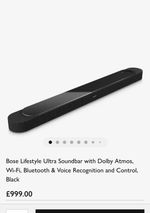 BOSE Lifestyle Ultra Soundbar with Dolby Atmos & Amazon Alexa - Black BRAND NEW