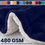 480 GSM Luxury Heavy Sherpa Blanket Warm Faux Fur Mink Sofa Bed Fleece Throw UK
