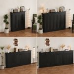 Radiator Cover Vertical Slat Modern Stylish Design MDF Wood Cabinet Shelf Black