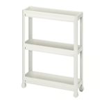 IKEA VESKEN Trolley White 54x18x71cm Slim Bathroom Storage Cart 4  Wheels UK