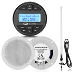 Waterproof Marine Audio Receiver Bluetooth Boat Radio with Speakers and Antenna