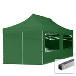 3x6 PES Pop Up Gazebo Aluminium 32 mm Sidewalls with Panorama Windows dark green