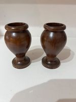 Pair of Vintage Wood Treen Turned Vases