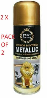 2 x Gold Metallic Spray Paint Aerosol Auto Matt Gloss Lacquer Wood Metal 200ml