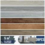 36pcs Floor Planks Tiles Self Adhesive Wood Effect PVC Vinyl Flooring Plank 5m²