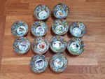 Vintage Chinese Zodiac Porcelain Trinket Dish Floral Animals Miniature Set of 12