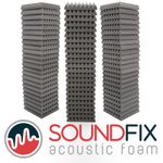 72 Acoustic Foam Panels Grey Wedge 50mm Thick 300mm Studio Sound Treatment Tiles