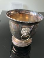 Silver Plate Urn 6" Tall 6" Dia. Planter / Ice Bucket Lion Head Handles