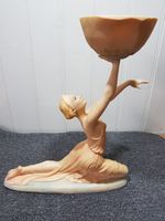 Vintage A. Santini Art Deco Figural Lamp Base – Kneeling Woman with Large Bowl