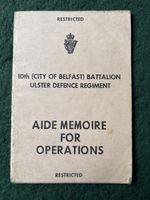 Rare 1970s 10th Belfast Ulster Defence Regiment Aide Memoire For Operations Book
