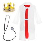 CHILDS PRINCESS PEARL INSPIRED COSTUME BOOK DAY DRESS COAT CROWN STETHOSCOPE SET