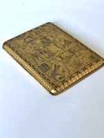 Antique JAPANESE Taisho Period Cigarette Cheroot Case Mount Fuji Stamp Egyptian