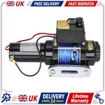 Electric Winch 12v 4500lb/2041kg Fiber Rope & Twin Wireless Remote Workshop UK