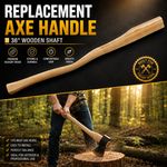 36in Beech Wood Axe Handle Replacement Shaft for Large Axes & Mauls