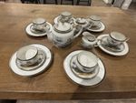 Vintage Japanese Lithophane Geisha Tea Set - 21pc Tiger Fine China Kobe Unused
