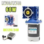 RV30 RV40 Worm Gearmotors Gear Reducer Gearbox Motor DC 12V/24V 60W 21-420RPM