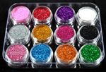 12x Glitter Dust Set Powder Pots Sparkle Nail Art Tips Decoration / Crafts / DIY
