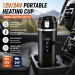 24V/12V Travel Electric Kettle for Car/Truck, 500Ml Car Kettle Electric V