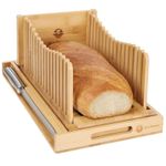 Eco Bamboo Bread Slicer Wooden Board Holder Foldable Homemade Loaves Cakes