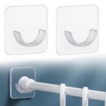 2pc Adhesive Shower Rod Holder, Tension Curtain Rod Bracket No Drilling UK.