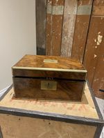 Antique Walnut Wooden Jewellery Box With Inserts