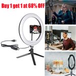 LED Ring Light With Tripod Stand and Phone Holder Dimmable With Remote 10 inch