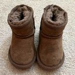NEXT Brown Suede Faux Fur Lined Ankle Bootie Boots Unisex Baby UK 4