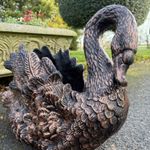 Bronze Swan Planter - Outdoor Garden Pot - Decorative Bird Plant Holder