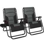 2PCS Zero Gravity Chair Extra Wide Padded Reclining Sun Lounger Outdoor Camping