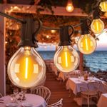 100FT Outdoor String Lights Mains Powered LED G40 Bulb Outside Garden Waterproof