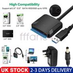 SATA to USB 3.0 2.5/3.5 inch HDD SSD Hard Drive Disk Converter Cable Adapter UK