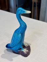 VINTAGE PORCELAIN CHINESE BLUE GOOSE DUCK FIGURINE ORNAMENT