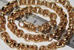 9ct Yellow Gold on Silver Men's Gent's Heavy Patterned Belcher Chain 22 inch